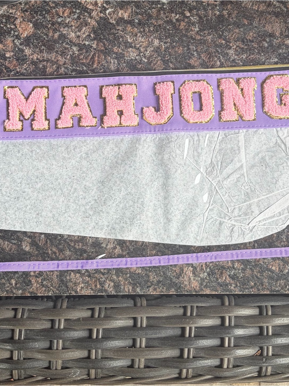 Mahjong Purple Ribbon Patch Banner